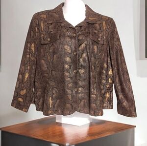 Toni Morgan‎ Metallic Snakeskin Print Button-Up Blazer/Shacket Size 1X